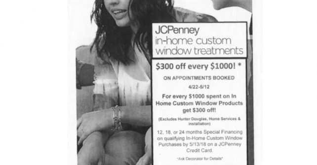 JCPenney in-home custom window treatments