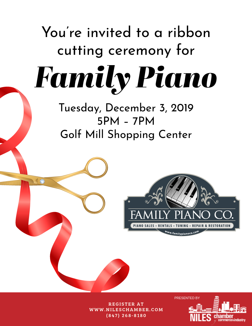 Family Piano Ribbon Cutting Ceremony